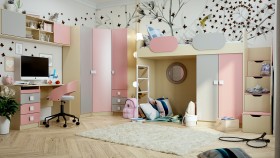 Детская комната Грэйси (Розовый/Серый/корпус Клен) в Ханты-Мансийске - xanty-mansijsk.katalogmebeli.com | фото